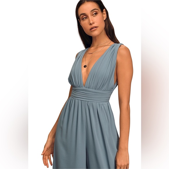 Lulus Divine Muse Slate Blue Wide Leg Jumpsuit Size XS NWT - Picture 3 of 16